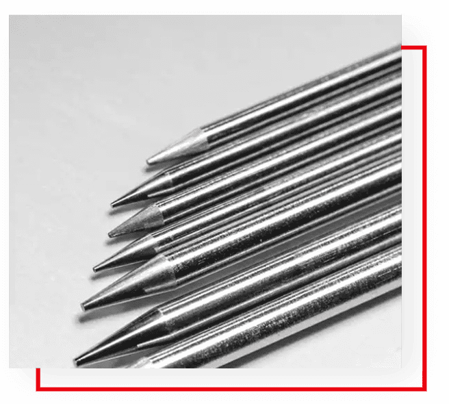A group of metal pencils on a white background.