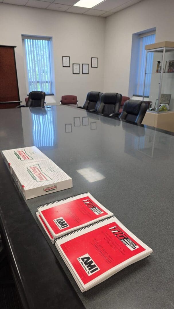 Classroom portion of orbital welding training, with donuts